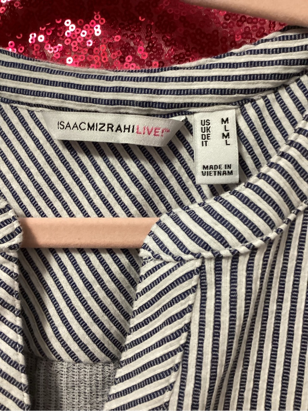 Isaac Mizrahi Navy and White Striped Sport Coat